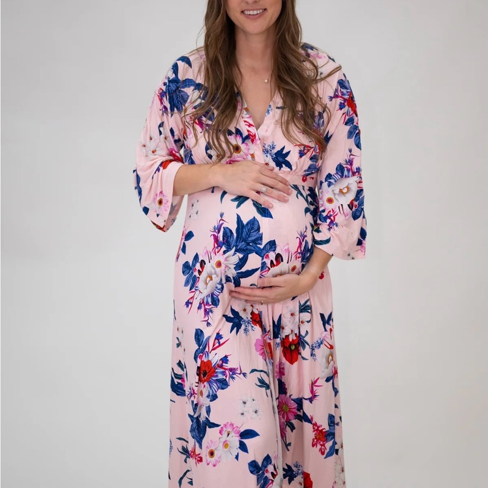 Lila Amelia Floral Maternity Robe